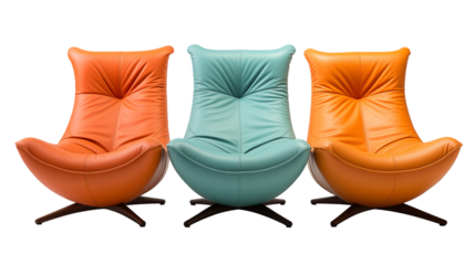 Cozy modern bean bag chairs set for a relaxed and stylish living room. Offers comfort and contemporary flair in any home interior, isolated on transparent background.