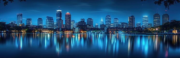 Obraz premium Boston Skyline at Night