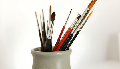 Close-up of painting tools in an art studio