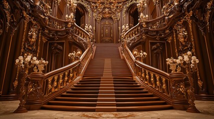 Opulent grand staircase design in historic architecture elegant interior luxurious setting