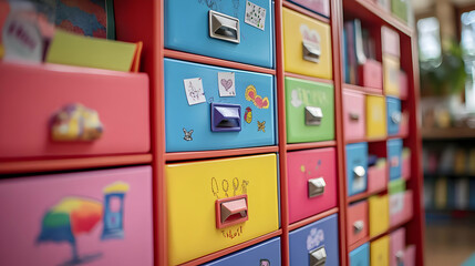 Colorful Drawer Unit Illustration: Kid's Room Decor
