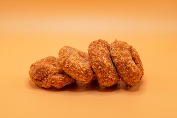 Shrimp donuts on white background
