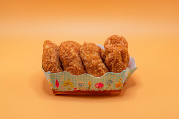 Shrimp donuts on white background