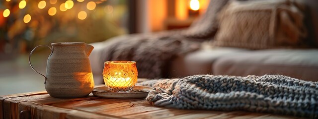 Cozy Candlelight on a Wooden Table