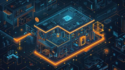 Fototapeta premium Smart home isometric illustration.