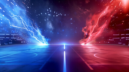 Blue and Red Versus Background Dynamic Thunderous Clash