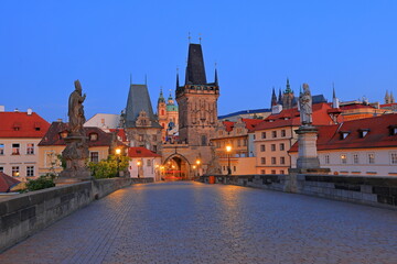 Charles Bridge (Karluv most) Landmark stone bridge in Prague Czech (Praha, Czechia)