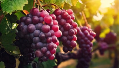 Naklejka premium Red Grapes On The Vine 