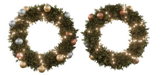 Christmas Lighted Wreath isolated on white