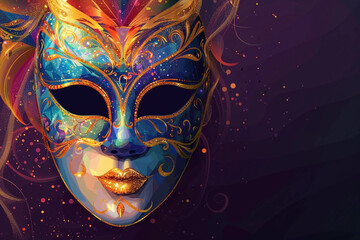 Beautiful greeting card with bright holiday composition for happy celebrate mardi gras