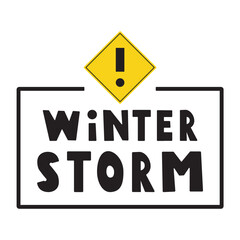 Winter storm. Badge. Graphic vector design. Illustration on white background.
