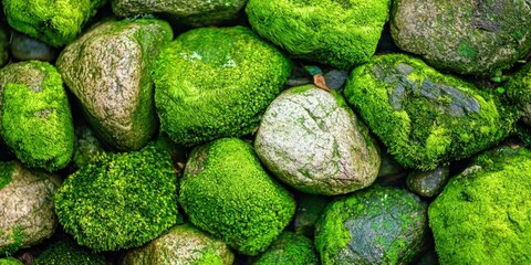 Bunch of green moss growing on rocks