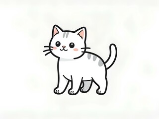 Obraz premium Watercolor Cute Cat Clipart, Kawaii Kitten Sticker, Funny and Cute Cats, Cute Animals, Doodle, Quirky Cats, Card Making, T-Shirts, Digital Paper Craft 