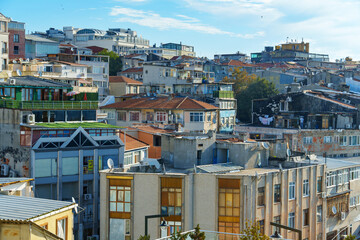 Fototapeta premium urban landscape of Istanbul, Turkey, view of city buildings, roofs, houses, typical architecture