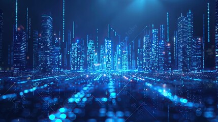 Obraz premium Digital Cityscape: A Futuristic Urban Environment