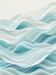 Fototapeta premium Abstract wave pattern in various hues of blue and green, texture, ocean