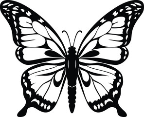 Butterflies silhouette vector illustration. Insect butterfly black silhouette winged gorgeous animal