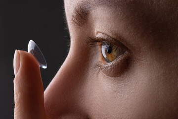 girl wearing soft contact lenses close-up macro, Beauty, vision, ophthalmology