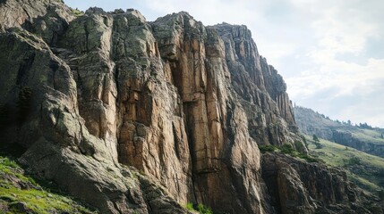 Rocky cliff text with realistic textures, rugged mountain landscape,