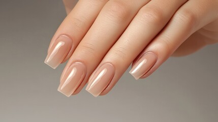 Fototapeta premium High-detailed close-up of professional manicuristâs hands in action. Realistic daily routine captured in studio lighting with neutral background. Precision work on nails in focus. Minimalistic