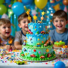 children celebrating birthday