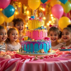 children celebrating birthday