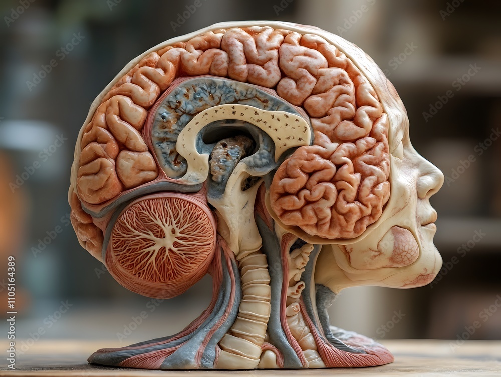 Poster detailed anatomical model of the human brain structure and function showcasing the complexity and in