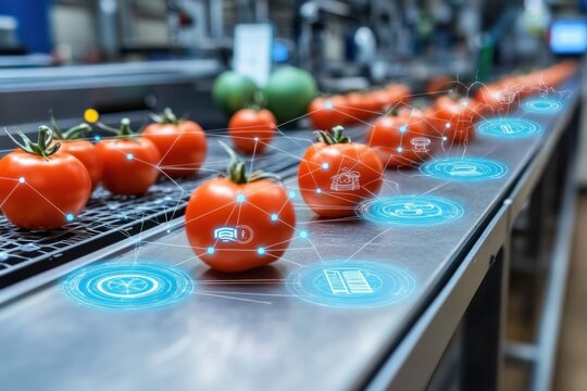 Digital interface displaying tomato supply chain tracking - Powered by Adobe