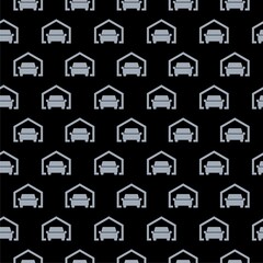 Simple garage icon seamless pattern isolated on black background