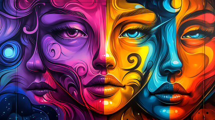 Obraz premium Faces art, wallpaper, the art of expressing a variety of emotions