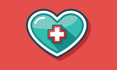 Obraz premium A clean and modern heart care vector design symbolizing love, health, and wellness, perfect for medical and humanitarian projects.