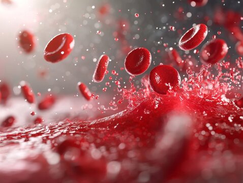 Blood cells in motion science experiment laboratory digital art high-definition close-up view medical concept
