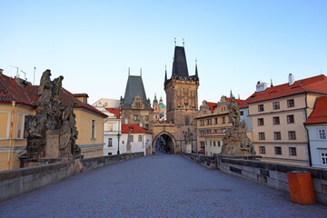 Charles Bridge (Karluv most) Landmark stone bridge in Prague Czech (Praha, Czechia)