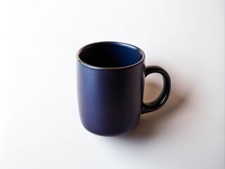 Aerial View of a Black Mug Isolated on a Crisp White Background, Perfect for Showcasing Beverage Culture and Minimalist Design in Stock Photography
