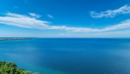 Scenic view of sea against blue sky during summer