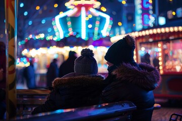 Fototapeta premium Fahrgeschäft auf Weihnachtsmarkt