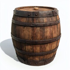 Obraz premium Wooden cask isolated on a white background