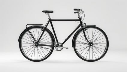 Fototapeta premium Classic Black Bicycle on a White Background