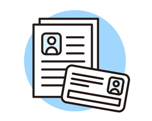 身分証明書のアイコン。運転免許証、IDカードなど。本人確認のベクターイラスト。