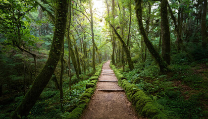 深い森の中の一本道