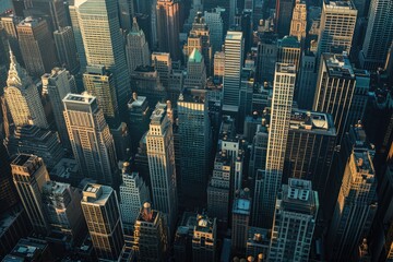Obraz premium Aerial top view of downtown district buildings in day light.