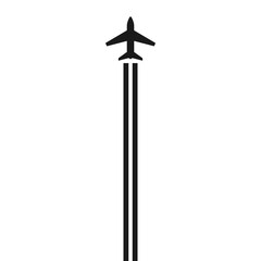 Flying plane with long trail. The airplane leaves a long trail as it flies.