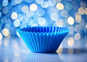 Blue Silicone Cupcake Mold on White Background: Perfect Bakeware for Delicious Muffins and Cupcakes, Ideal for Home Baking Enthusiasts and Pastry Chefs