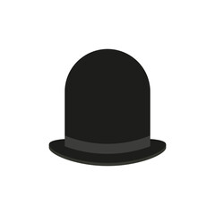 Long tall bowler hat icon. Vector illustration and drawing on a white background.