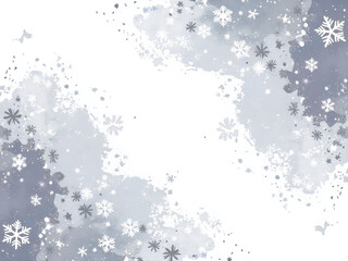 Winter wonderland background with snowflakes and soft gray watercolor effects, digital painting of background concept.