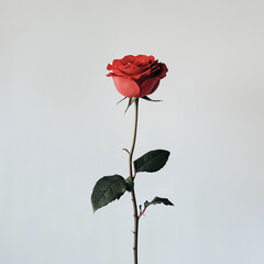 Fototapeta premium Red rose on white background on Valentine's Day.