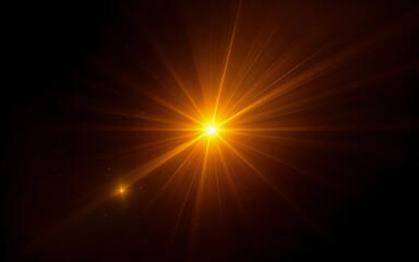 Obraz premium sun rays light overlays yellow flare glow isolated on Black backgrounds