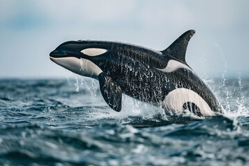 Fototapeta premium Fantastically beautiful majestic huge whale in deep ocean