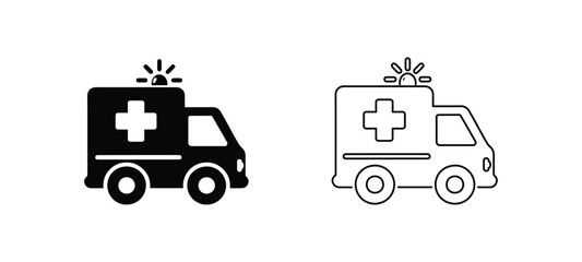 ambulance car icon on transparent background, isolated silhouette © north100