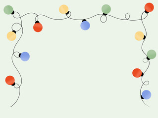 Christmas or decoration lights. Colorful frame with garland lights for holiday, birthday, celebration design.